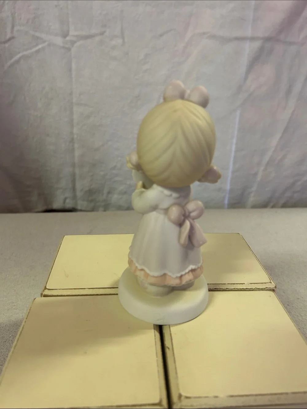 Precious Moments Ivory and Pale Pink Girl Figurine - Collectible Party Accent